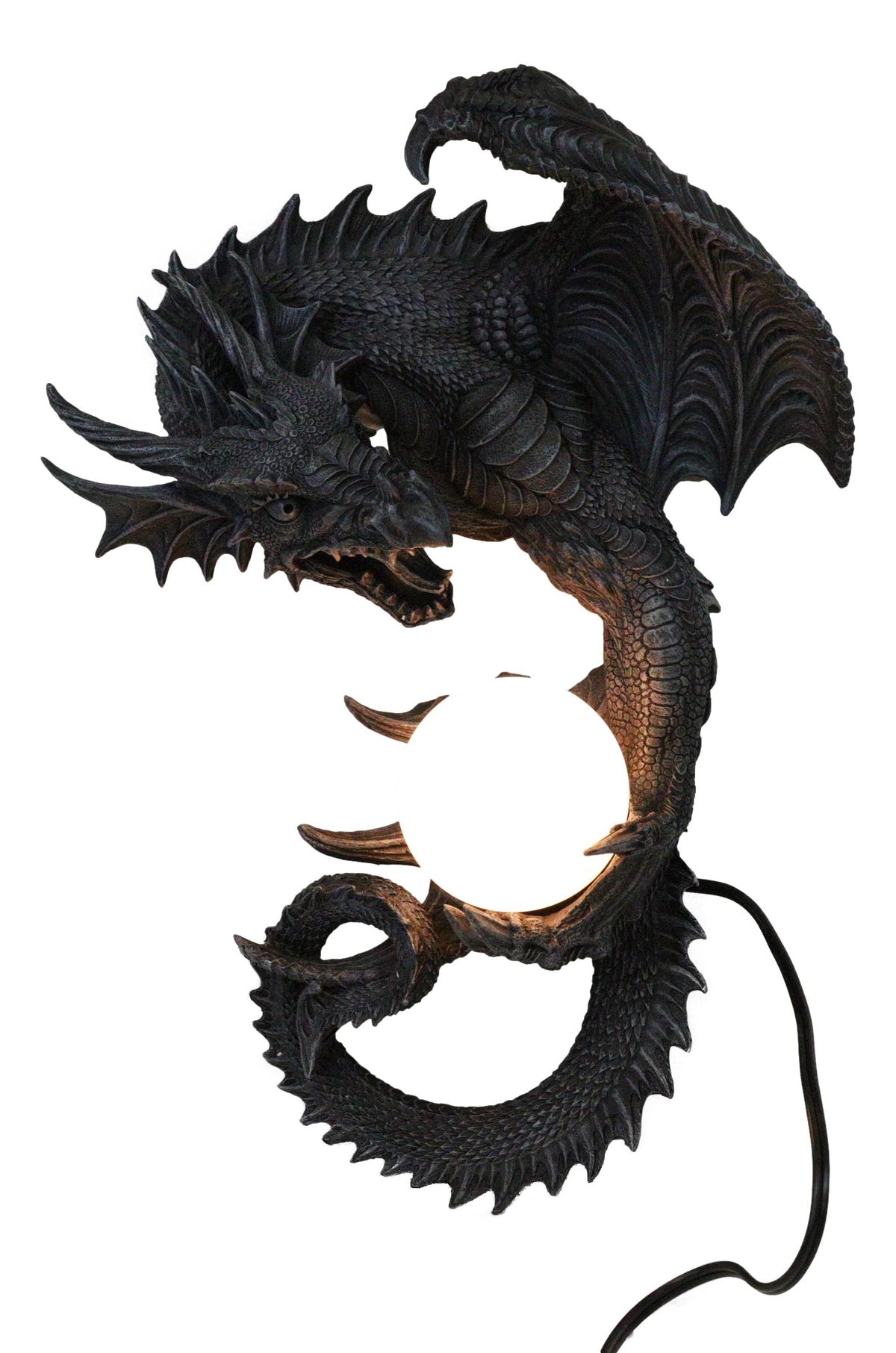 Ebros Gift Gothic Slithering Aetherflare Dragon Wall Orb Lamp with Claw Accent