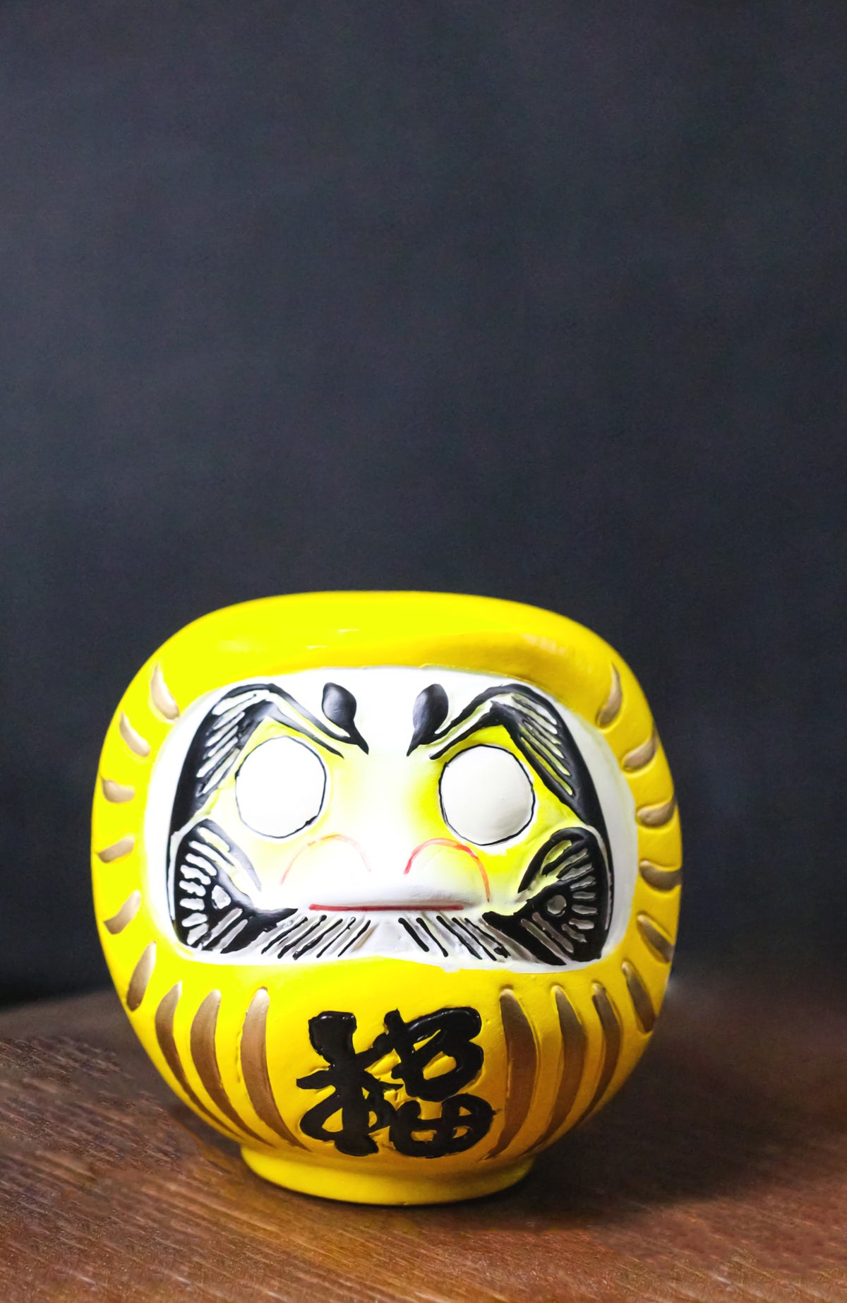 Yellow Talisman of Protection Japanese Zen Daruma Figurine With Unpainted Eyes