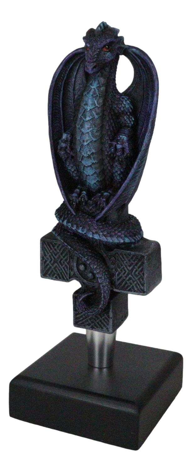 Medieval Fantasy Midnight Bahamut Blue Dragon Novelty Beer Tap Handle Figurine
