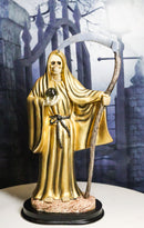 Gold Robe Santa Muerte With Scythe Patroness Of Wealth Decorative Figurine 12"H