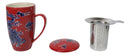 Red Oriental Dragon King 15oz Porcelain Tea Mug With Lid Stainless Steel Infuser