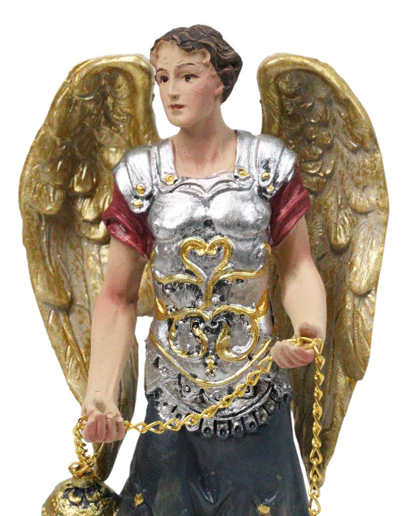Colorful Catholic Church Archangel Saint Sealtiel with Golden Censer Figurine