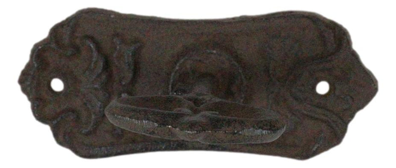 Pack Of 4 Cast Iron Rustic Distressed Fleur De Lis French Scroll Key Wall Hooks