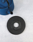 Round Hobnails Pattern Cast Iron Metal Tetsubin Teapot Trivet Stand 5"D