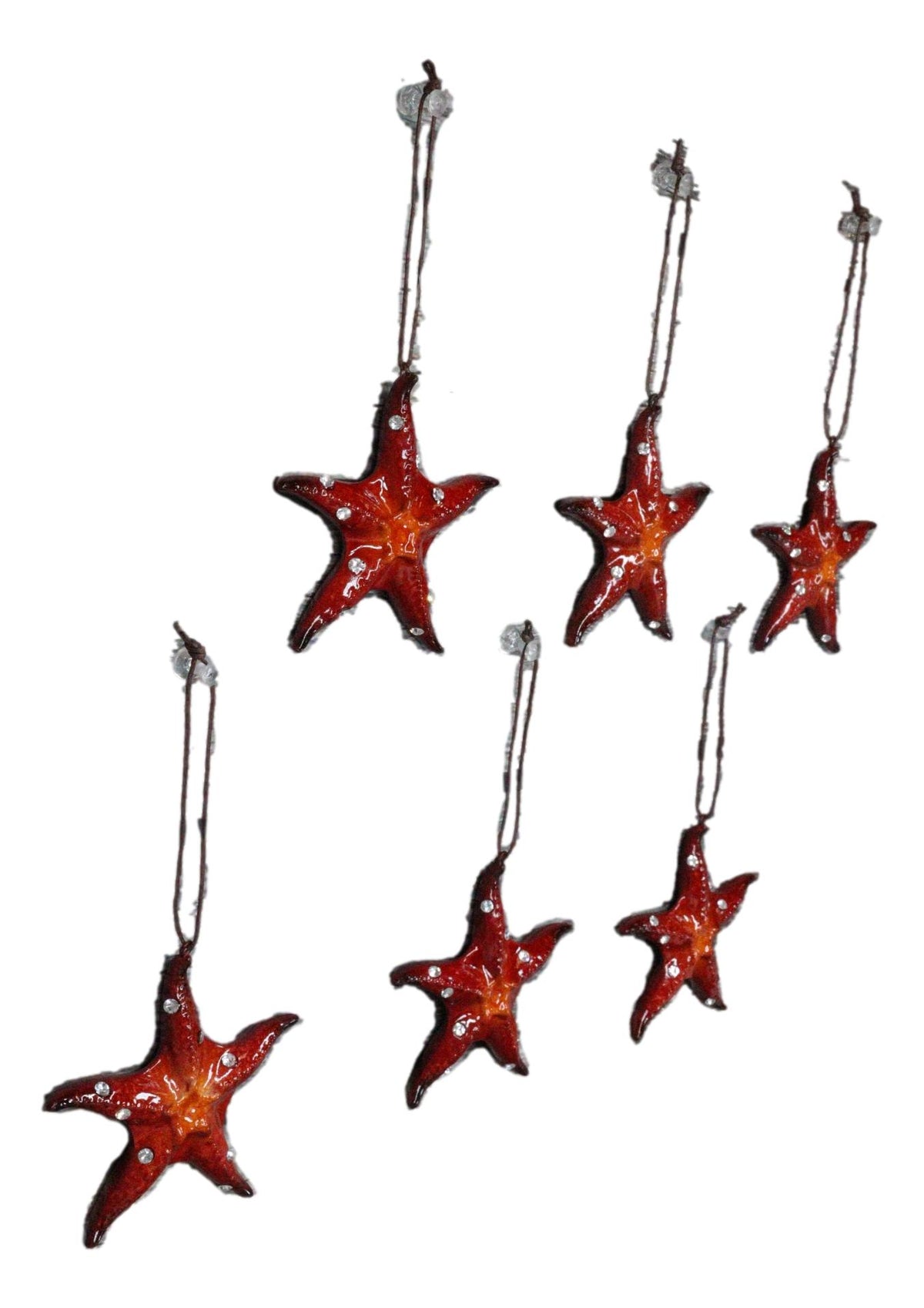 Set Of 6 Red Starfish Sea Stars Ocean Marine Wall Hanging Decor Tree Ornaments