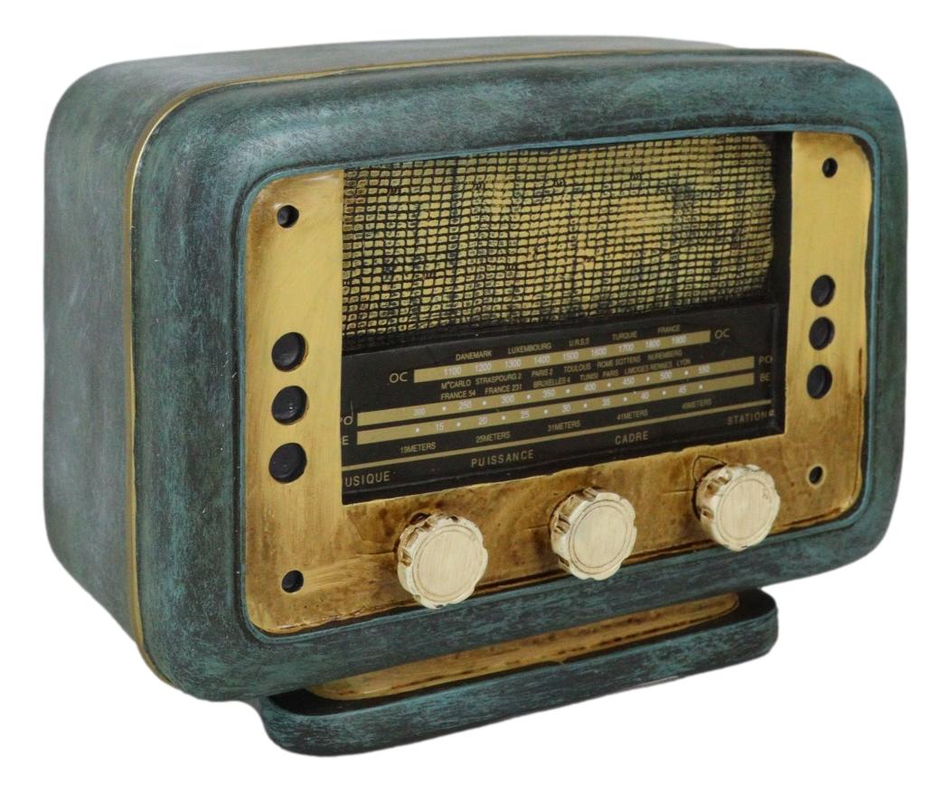 Novelty Vintage Retro Blue Antique Radio Player Money Coin Savings Piggy Bank