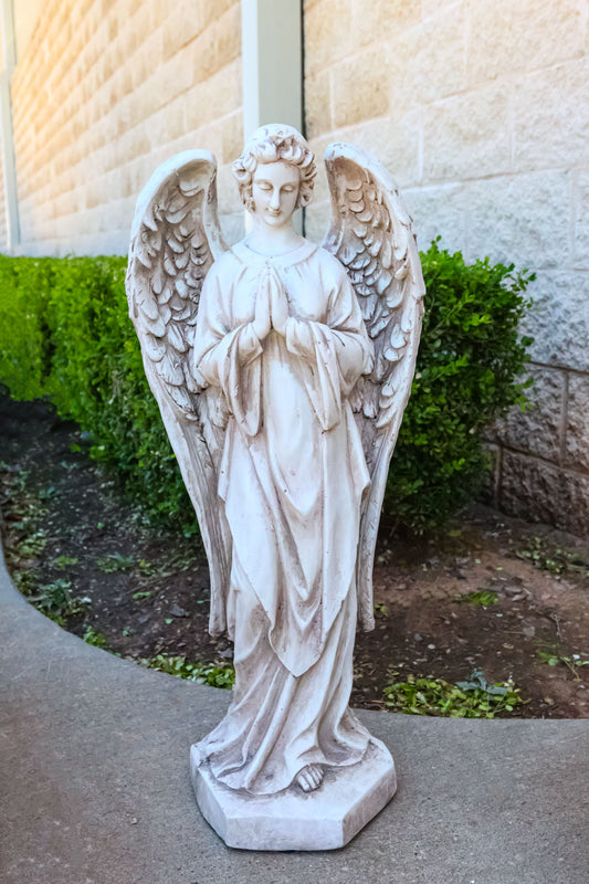 Large Standing Angel of Prayer Serene Peace Outdoor Garden Statue 26" Tall