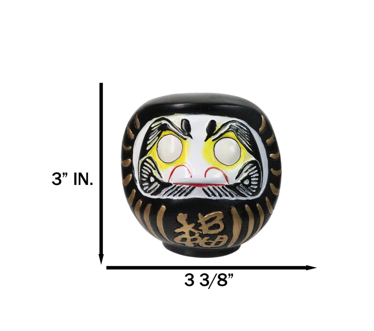 Black Talisman of Stability Japanese Zen Daruma Figurine With Unpainted Eyes