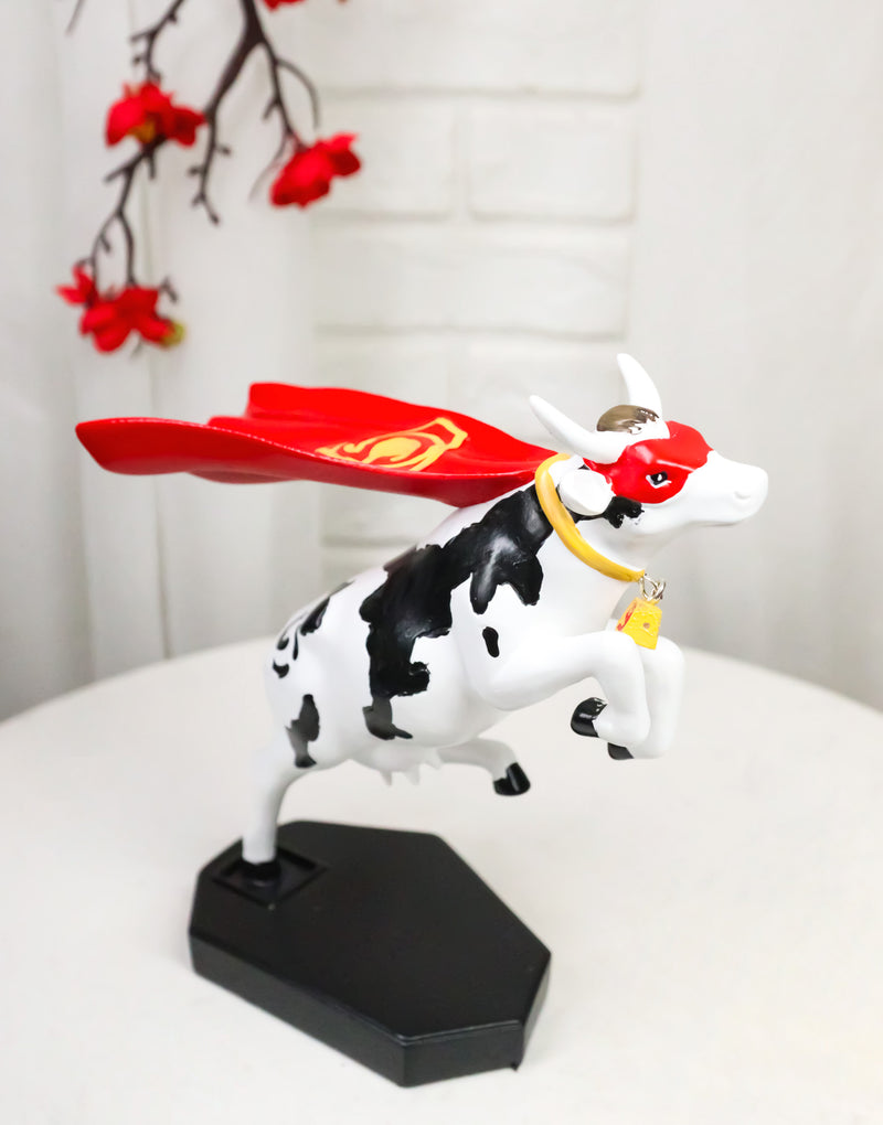 Cow Parade Superhero Red Cape Super Cow With Golden Bell Collector's Figurine