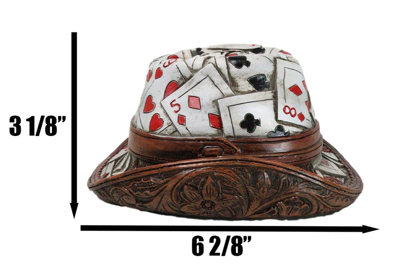 Rustic Country Western Casino Poker Cards Faux Leather Cowboy Hat Money Bank