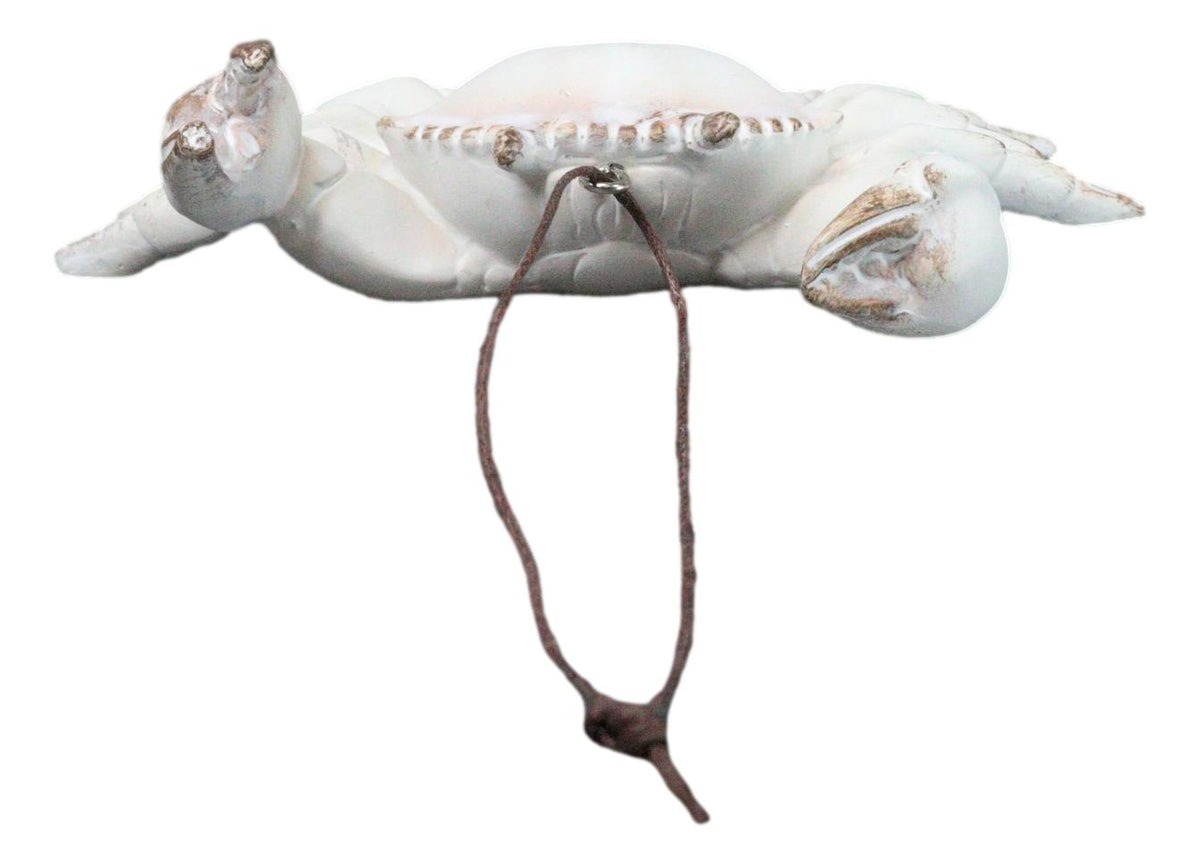 Set Of 6 Antique White Beach Crabs Ocean Marine Wall Hanger Decor Tree Ornaments