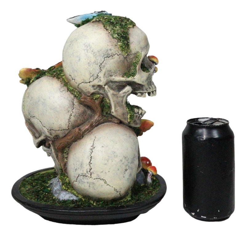 Macabre Death Moths Toadstool Mushrooms and Moss Fungi Trio Skulls Figurine
