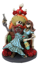 Day of The Dead Hasta La Muerte Pablo Skeleton Couple Red Roses Throne Figurine