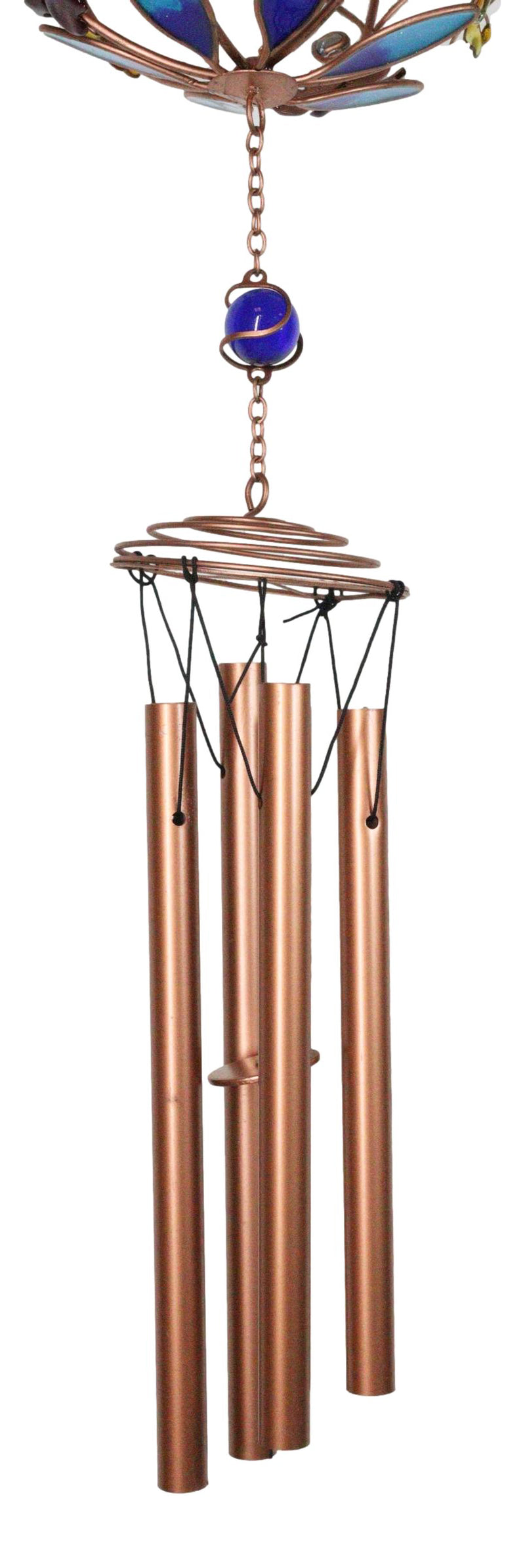 Monarch Butterflies by Floral Garden Globe Art Glass Gemstones Metal Wind Chime