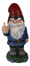 Feisty Rude Go Away! Gnome Dwarf Flipping The Bird Middle Finger Figurine 13"H