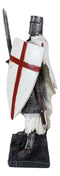 Templar White Cloak Medieval Crusader Swordsman Knight W/ Cross Shield Figurine