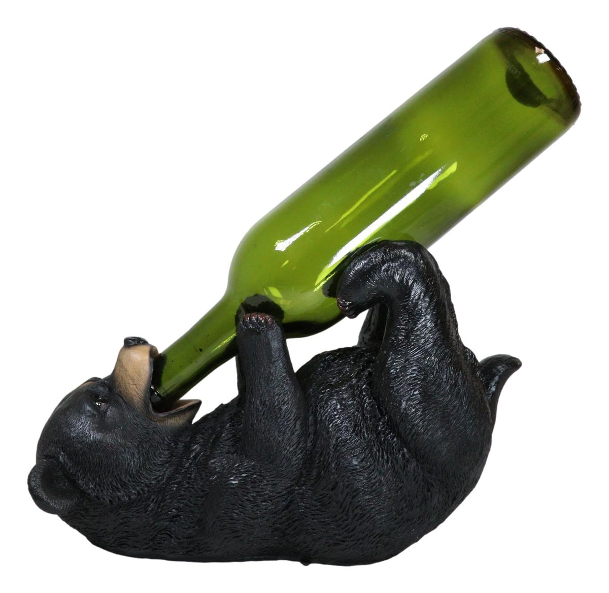Ebros Gift Big Black Bear Wine Oil Bottle Holder Figurine 10"Long Home Decor - Ebros Gift