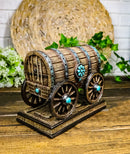 Rustic Western Faux Wooden Carriage Covered Wagon with Turquoise Accent Figurine