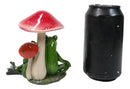 Love is in The Air Green Frogs Couple With Heart by Toadstool Mushrooms Figurine