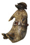 Western Cowboy Armadillo with Sheriff Gun Hat Badge Cell Phone Holder Figurine