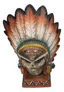 Native American Indian Great Horned Owl Chief With Roach Headdress Figurine