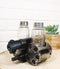 Old World Western Pistol Gun With Giant Barrels Salt Pepper Shakers Holder Set