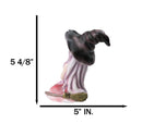 Gothic Beautiful Witch In Pink Dress And Magical Hat Holding Black Cat Figurine