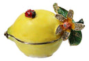 Yellow Lemon Ladybug Pewter Austrian Crystals Bejewelled Trinket Jewelry Box