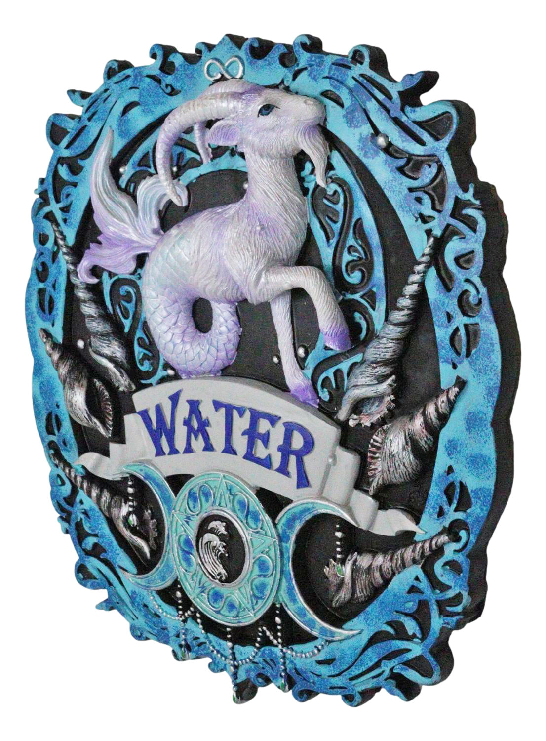 Elemental Water Nation Capricorn Ram Dragon Triple Moon Symbol Wall Decor