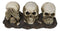 Ossuary Skeletons Gothic See Hear Speak No Evil Grinning Skulls Figurine 6.75"L