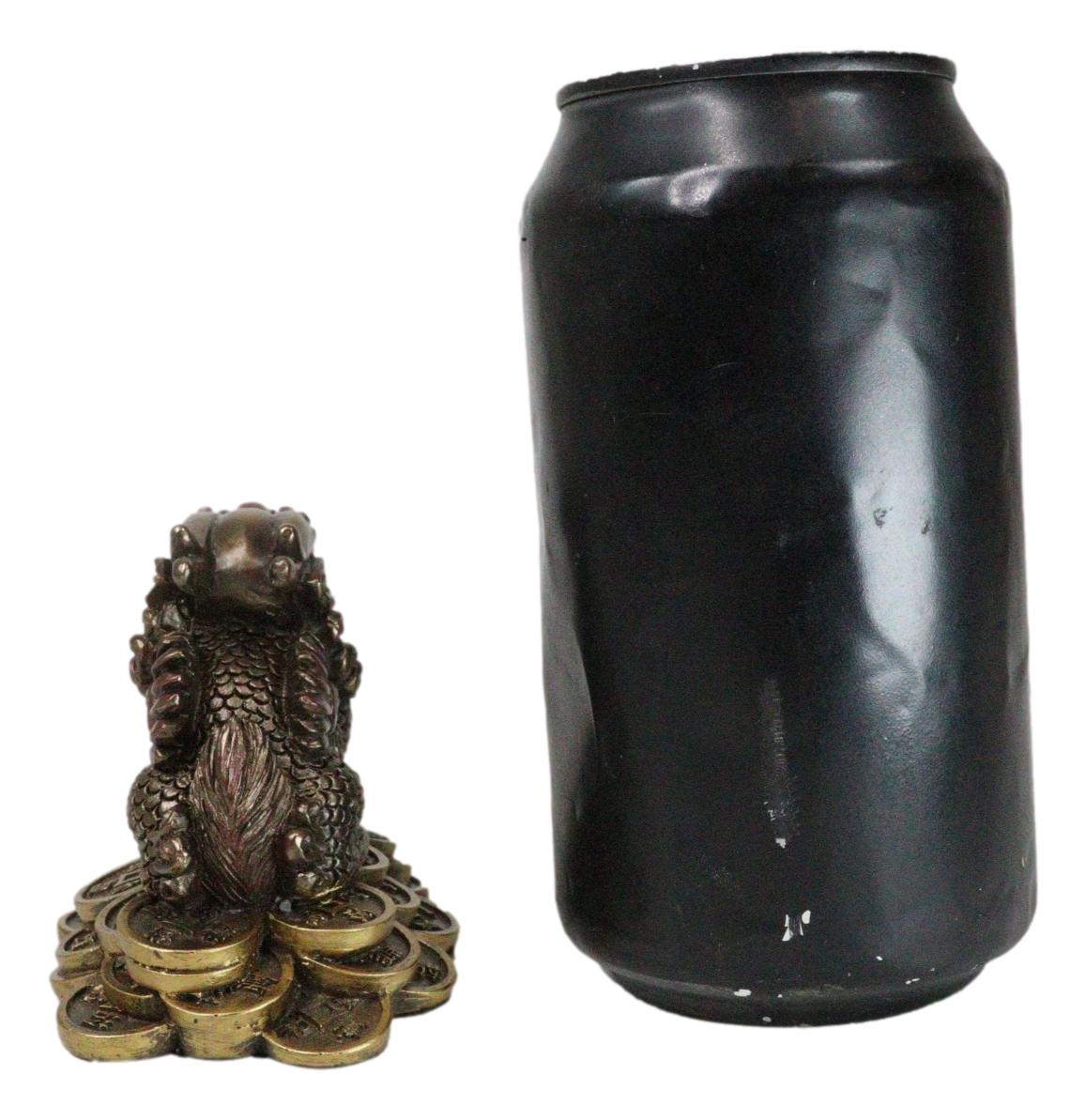 Feng Shui Fortune Money Dragon Chi Lin Yang Energy Gold Coins Charm Figurine - Ebros Gift