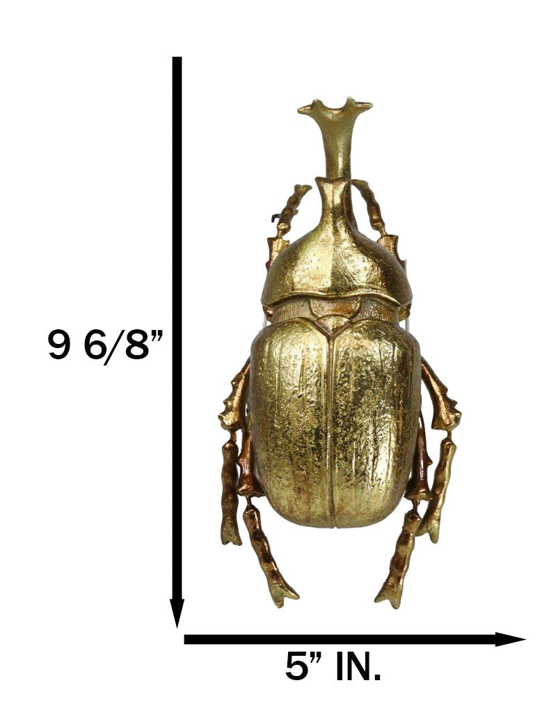 Medium Gold Resin Rhinoceros Elephant Beetle Wall Decor Or Tabletop Figurine