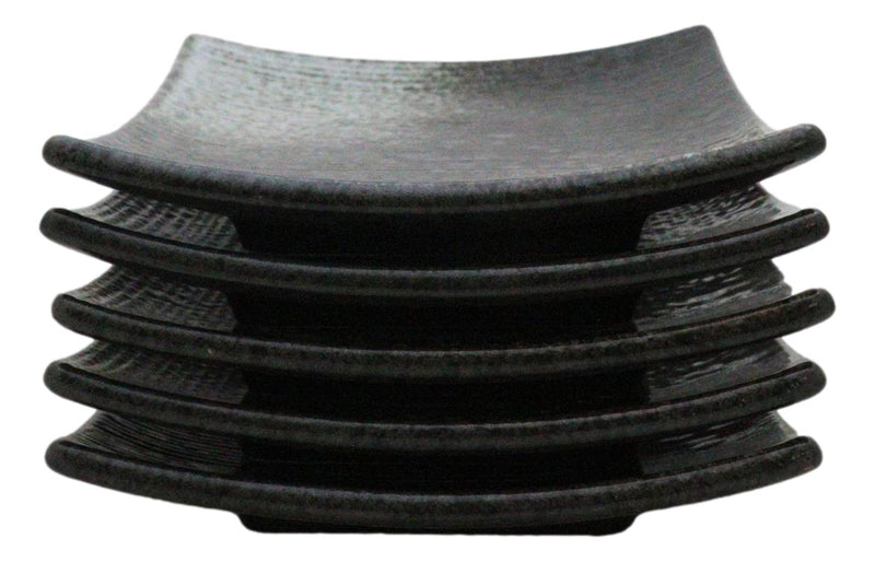 Pack Of 5 Charcoal Grey Hakumu Collection Square Appetizer Dessert Salad Plates