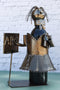 13" Tall Female Teacher With Lesson Board Hand Made Metal Wine Bottle Holder Caddy Figurine