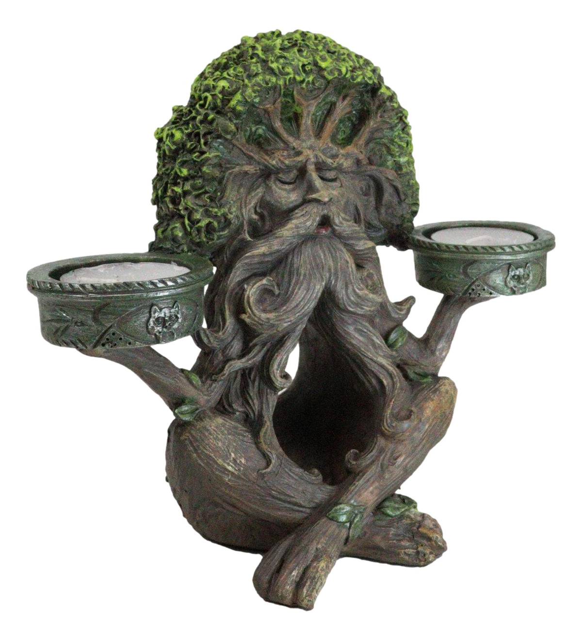Forest God Greenman Tree Ent Backflow Incense Burner And Candleholders Figurine