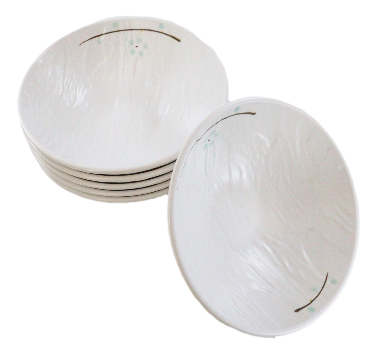 Set Of 6 Modern Yukino Hana Melamine Large Ramen Soup Pasta Salad Bowls 46oz 9"D