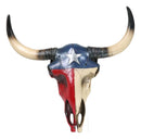 Southwest Longhorn Cow Steer Skull With Texas Lone Star State Flag Plaque