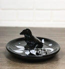 Wicca Gothic Mystic Raven Crow With Crescent Moon Ceramic Trinket Jewelry Dish