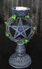 Wicca Pentagram Star In Circle With Celtic Knotwork Ivy Vine Votive Candleholder