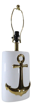 Sea Nautical Coastal Golden Ship Anchor Ceramic Table Lamp Navy Sailor Shade