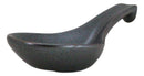 Pack of 6 Black Tetsu Kesho Ceramic Asian Soup Spoons With Hook Ends 5.75"L