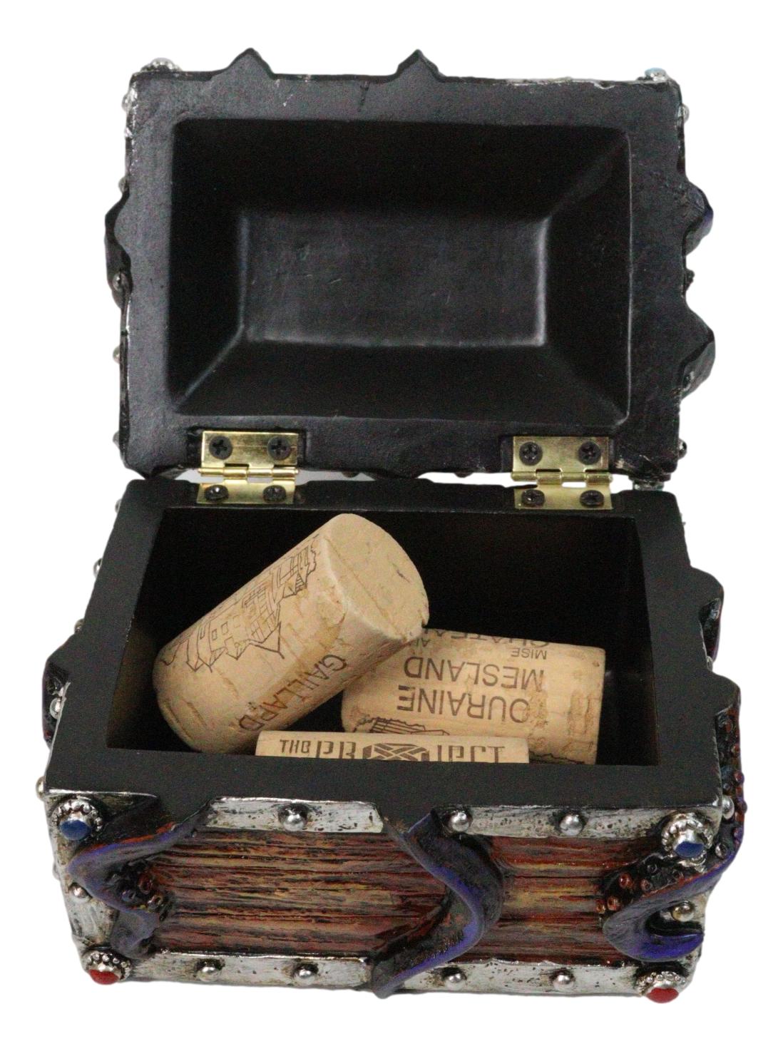Nautical Octopus Tentacles On Small Treasure Chest Decorative Trinket Box Figure