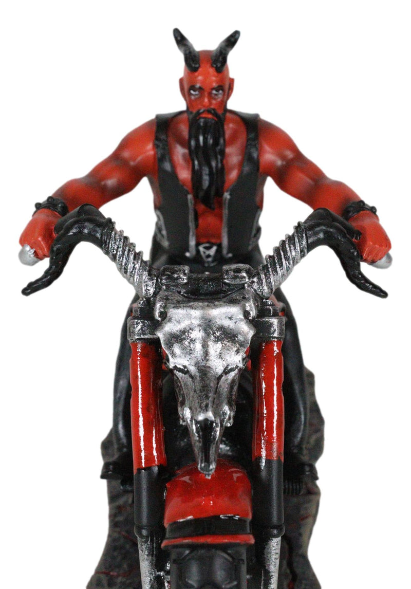 Red Inferno Devil Demon Motorcycle Chopper Biker With Pentagram Jacket Figurine