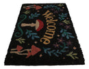 Welcome Mushrooms and Herbs Botanica Black Coir Coconut Fiber Floor Mat Doormat