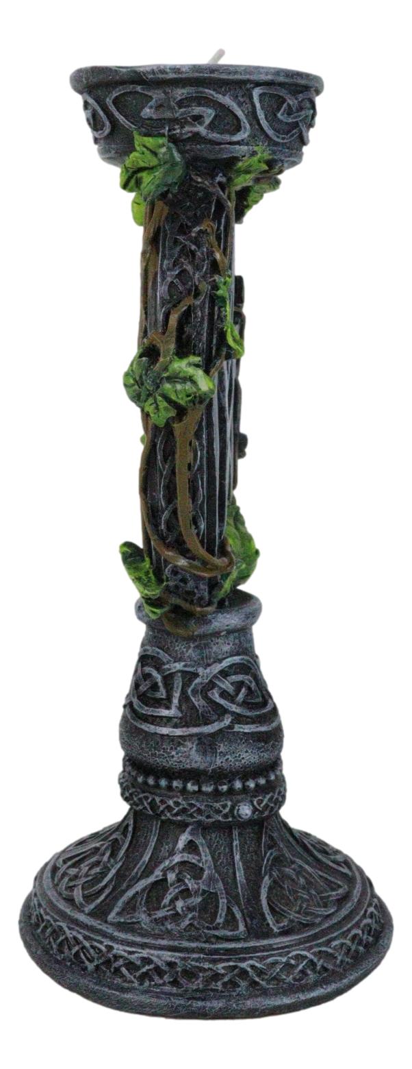 Wicca Pentagram Star In Circle With Celtic Knotwork Ivy Vine Votive Candleholder