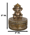 Yoga Ganapati Baby Ganesha In Meditation With Mandala Flower Decor Trinket Box