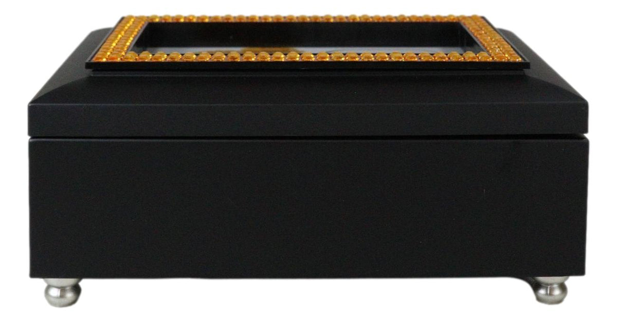 November Month Topaz Birthstone Compassion Friendship Black Musical Trinket Box