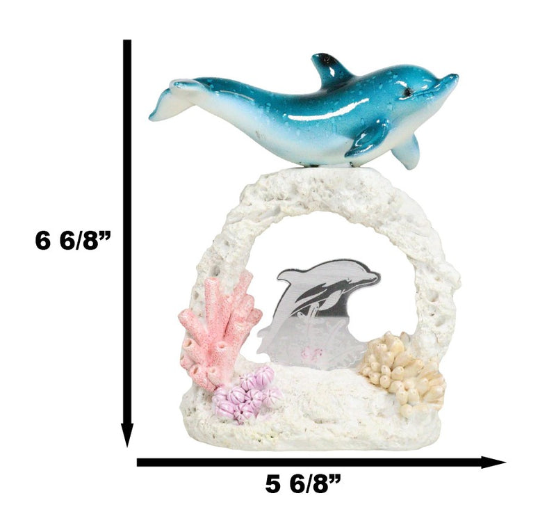 Marine Life Blue Dolphin Swimming Over Coral Arch Reef With LED Acrylic Figurine
