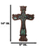 Rustic Faux Wood Carving Floral Scroll With Layered Barbed Wires Wall Cross