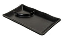 Pack Of 6 Ridged Matte Black Melamine 2 Partitions Rectangular Sushi Plates